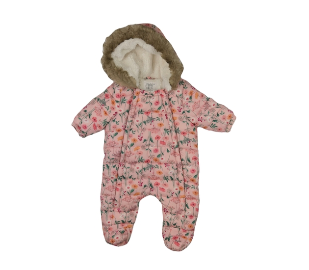 Růžový květinový zimní overal F&F