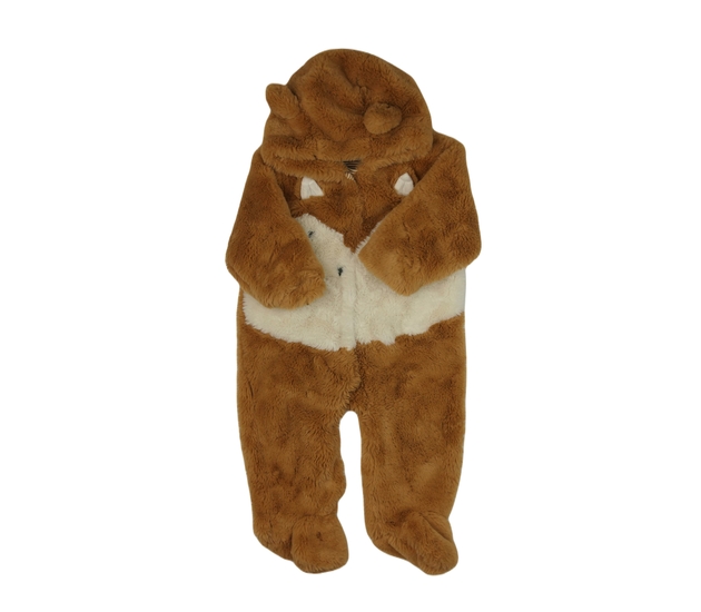 Hnědý chlupatý zimní overal Next