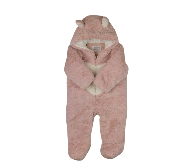 Růžový chlupatý zimní overal F&F