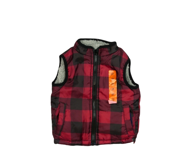 Nová červenočerná kostkovaná vesta