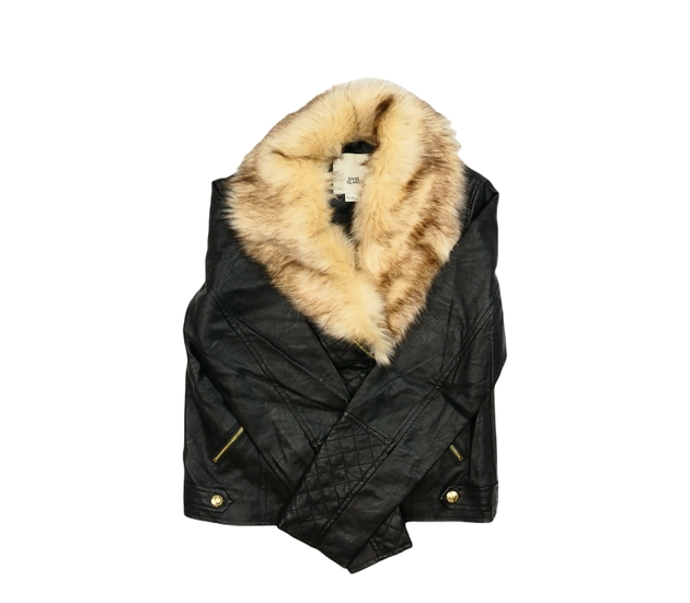 Černá koženková bunda River Island