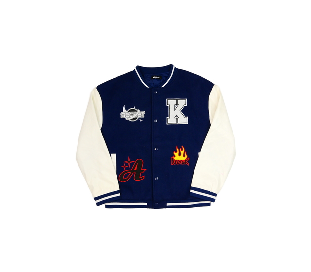 Modrobílá bunda na patenty vel. 14-16 let