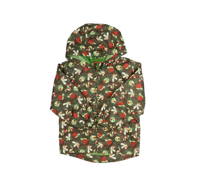 Hnědá šusťáková bunda s hmyzem Tu