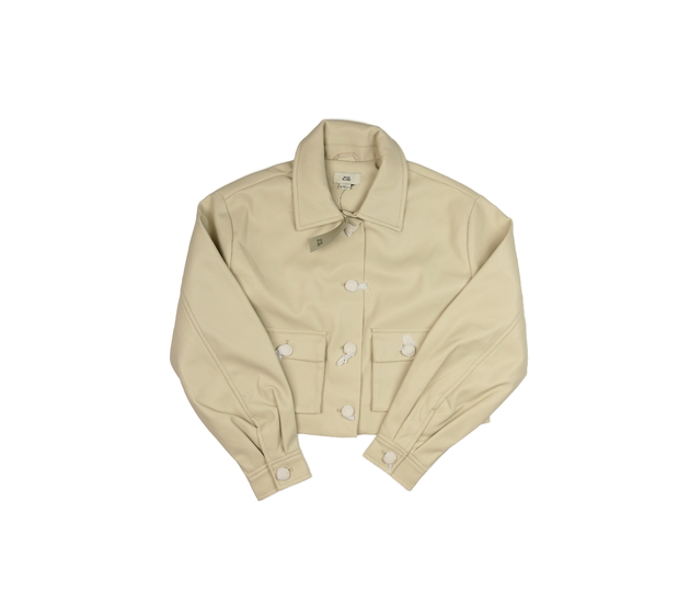 Nová krémová koženková crop bunda River Island