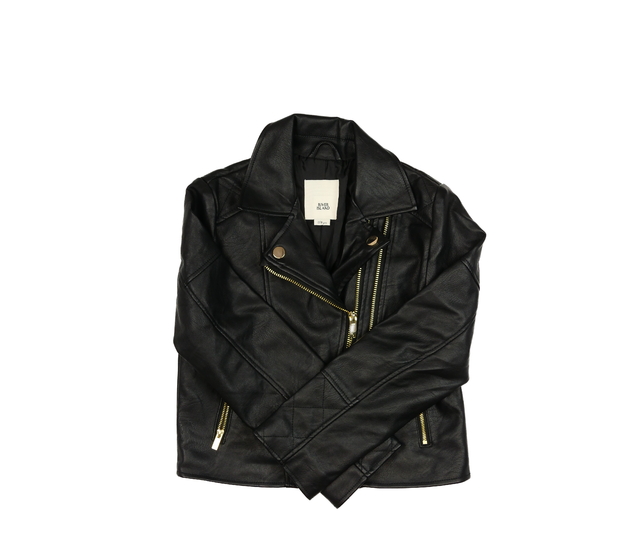 Černá koženková bunda River Island