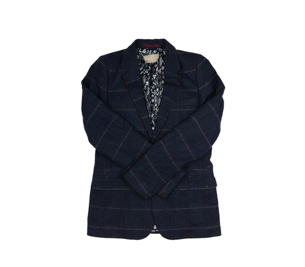 Tmavý kostkovaný společenský kabátek John Lewis