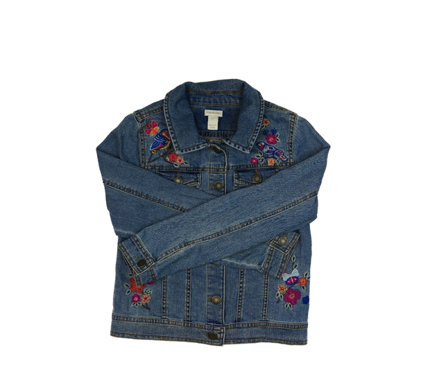 Modrá riflová bunda s vyšitými květinami Monsoon