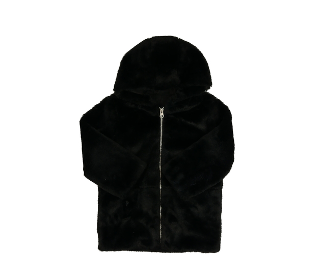 Černá chlupatá kožíšková bunda 