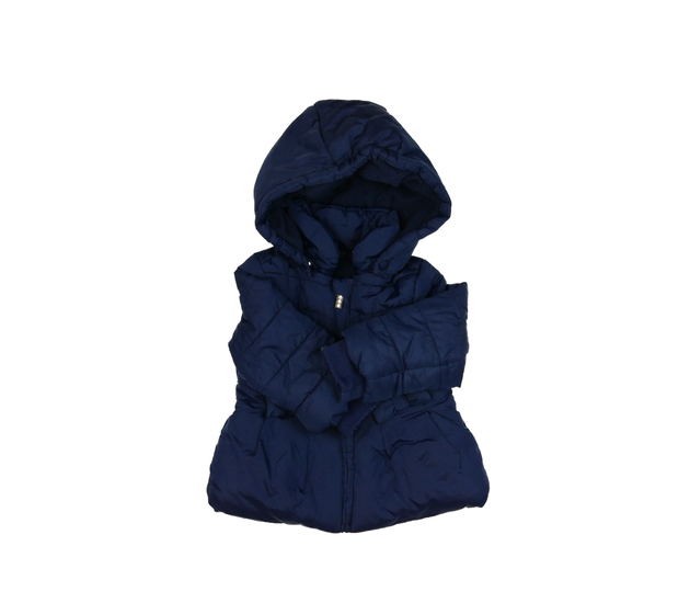 Tmavě modrá zimní bunda s mašlemi 