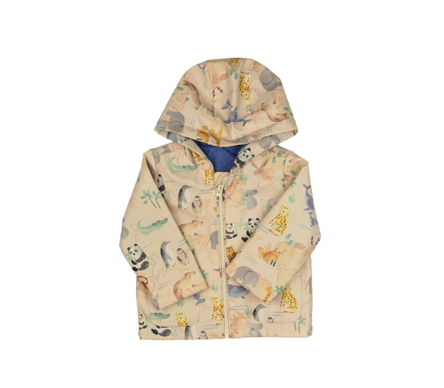 Světlá nepromokavá bunda se zvířátky Tu