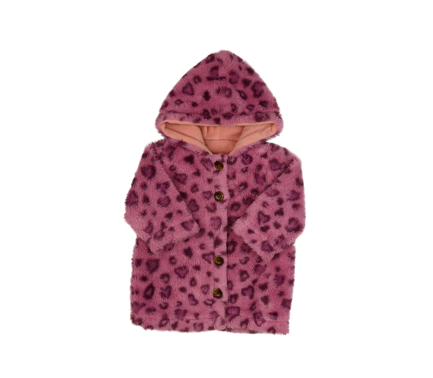 Růžová vzorovaný chlupatý kabátek