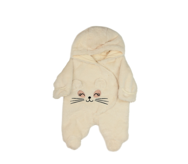 Krémový chlupatý přechodový overal 