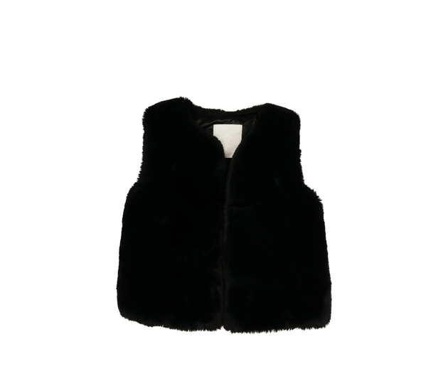 Černá chlupatá vesta