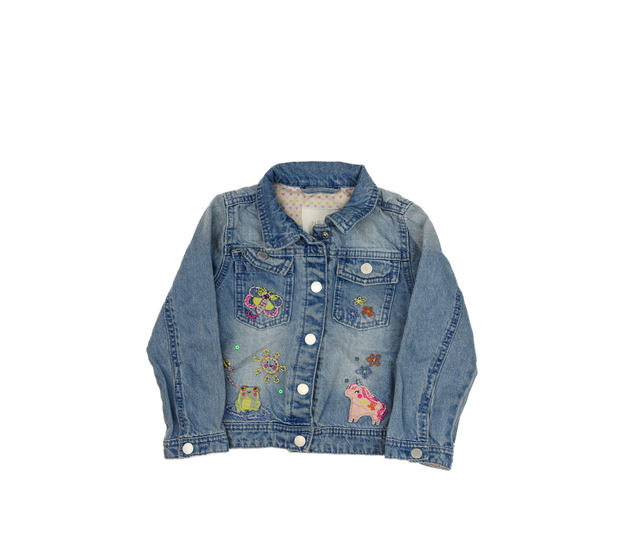 Riflová bunda s veselými výšivkami Next