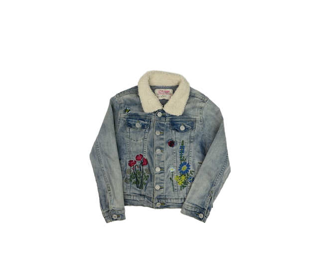 Modrá riflová květinová bunda 