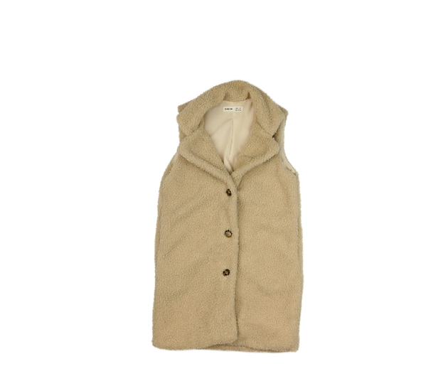 Hnědá beránková dlouhá vesta