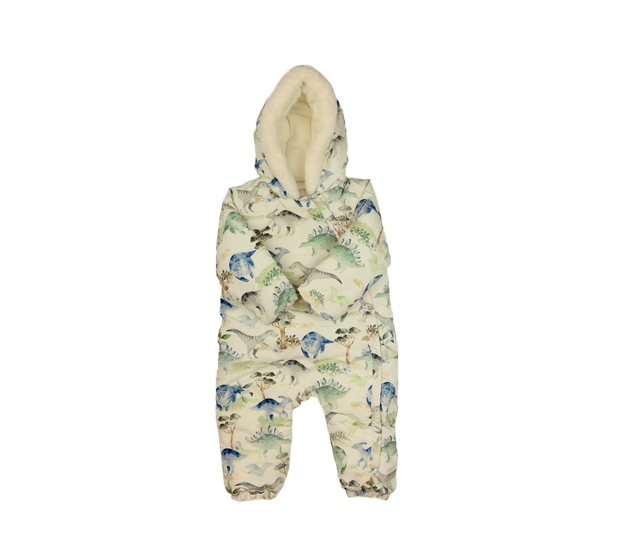 Krémová zimní kombinéza s dinosaury Tu