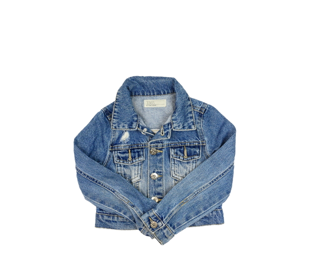 Modrá riflová crop bunda 