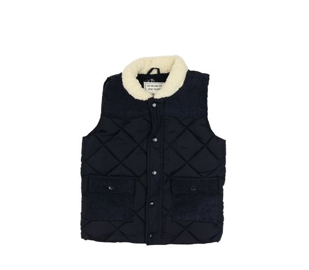 Tmavě modrá prošívaná zimní vesta