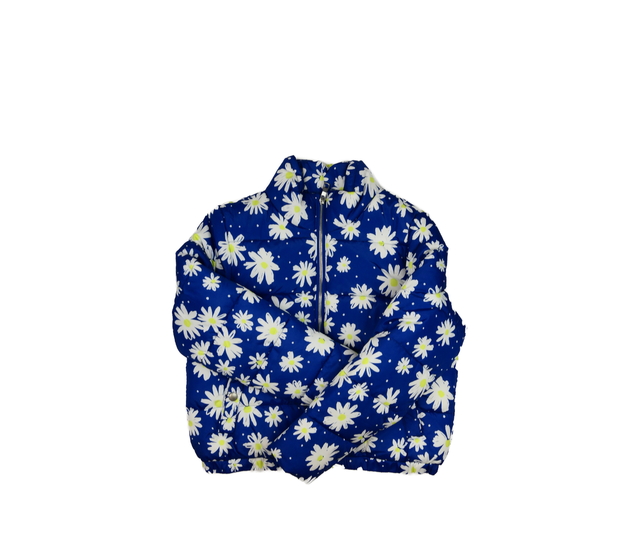 Modrá prošívaná zimní bunda s květinami M&S