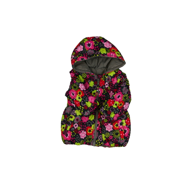 Černá květinová oboustranná zimní bunda 