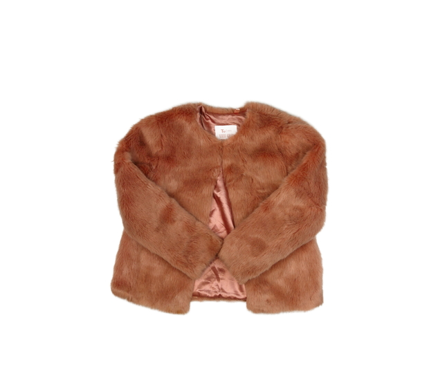 Růžový chlupatý kabátek Tu