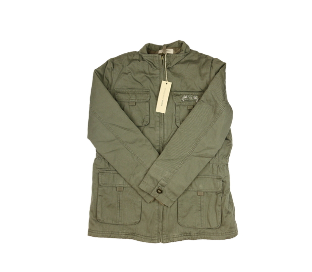 Nová khaki zimní bunda s výšivky na zádech