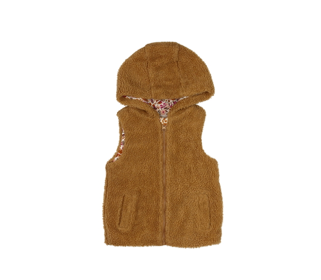 Hnědá chlupatá vesta Tu 