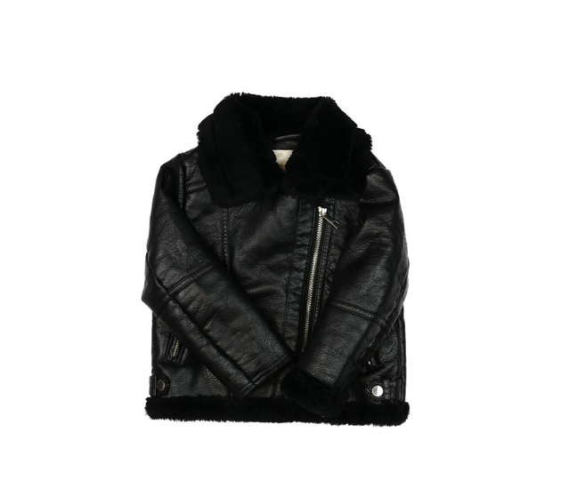 Černá koženková zimní bunda