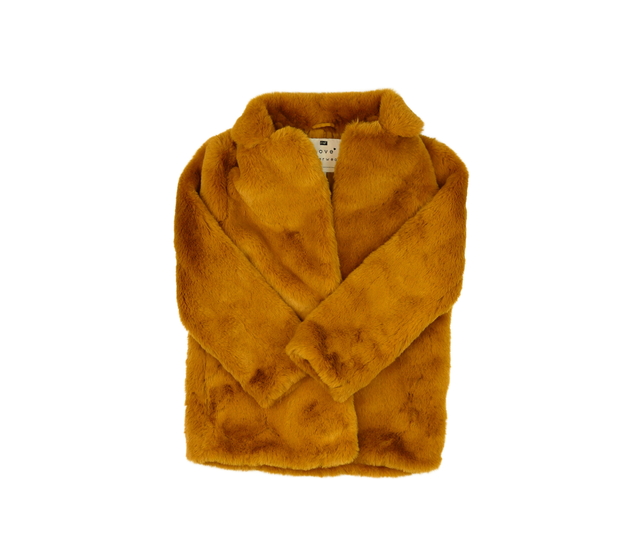 Hořčicový chlupatý kabát F&F