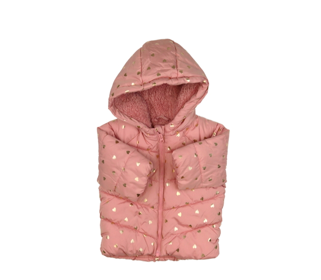Růžová zimní bunda se srdci F&F