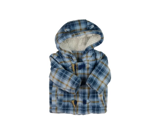 Modrý kostkovaný zimní kabátek 