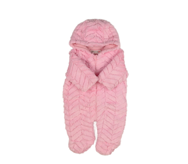 Růžový chlupatý přechodový overal 