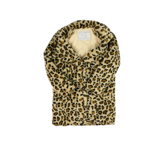 Hnědý chlupatý kabát se zvířecím vzorem Tu 