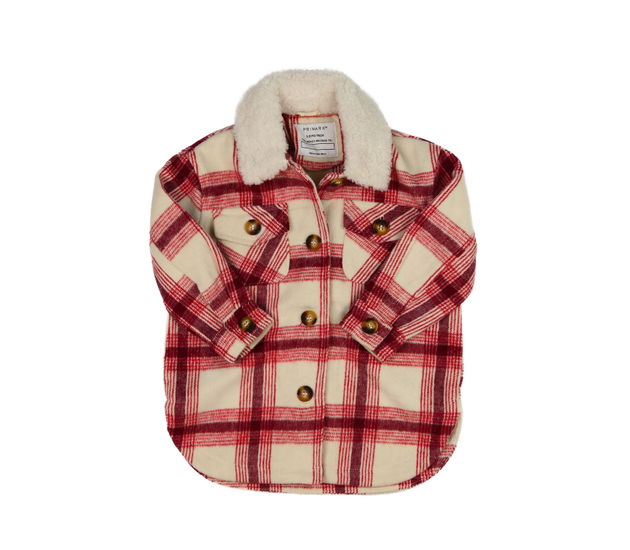 Červeno-krémový košilový kabátek Primark 