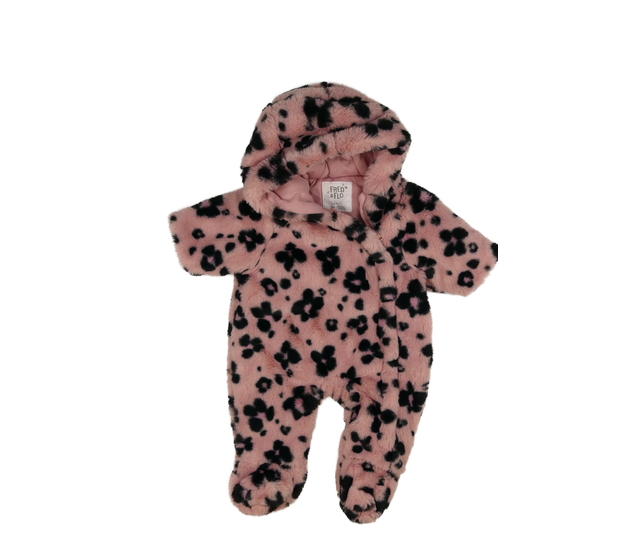 Růžový vzorovaný zimní overal F&F