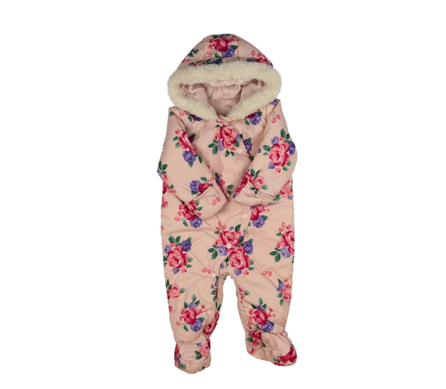 Růžová květinová zimní kombinéza Tu