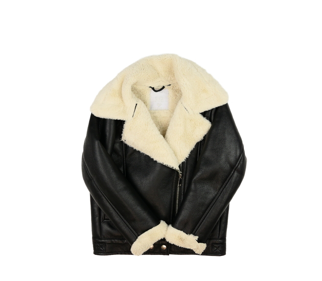 Černá koženková bunda s vnitřním chlupem