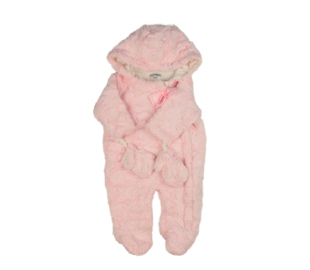 Růžový hebký zimní overal s mašlemi 