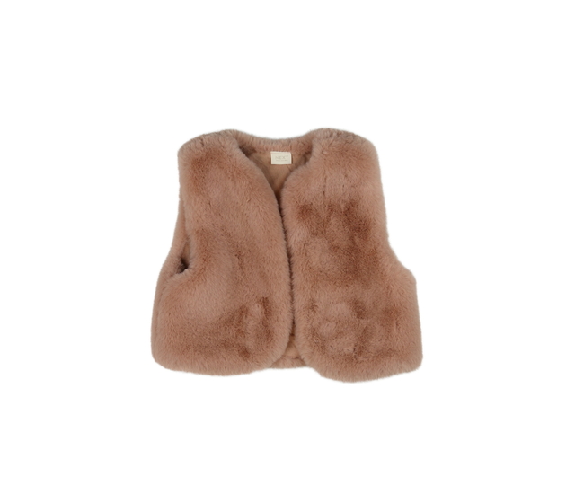 Růžová chlupatá vesta Next