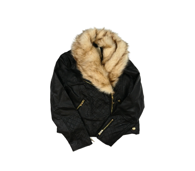 Černá koženková bunda River Island