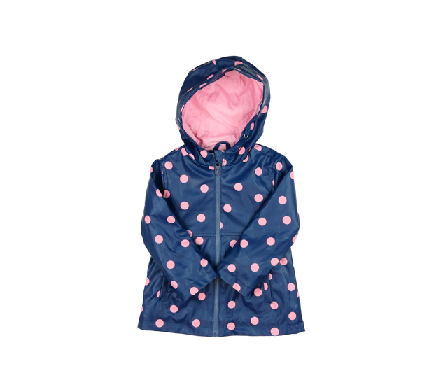 Modrá nepromokavá bunda s růžovými detaily 