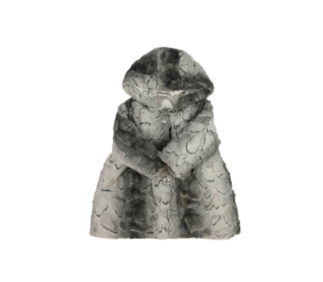 Šedý melírovaný chlupatý kabátek 