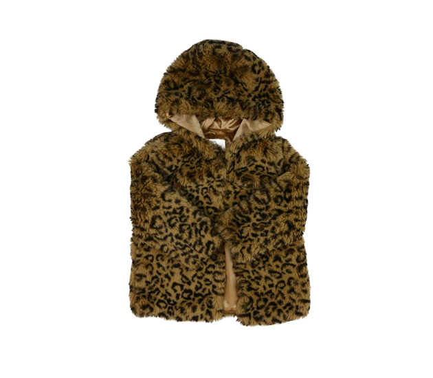 Hnědý vzorovaný chlupatý kabátek F&F