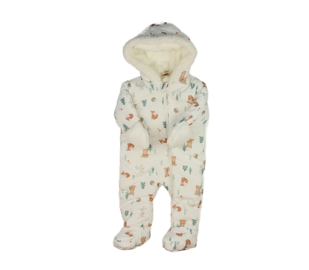 Bílá zimní kombinéza se zvířátky 