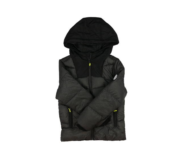 Černo-šedá prošívaná zimní bunda 