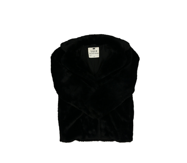 Černý hebký kožíškový kabátek F&F