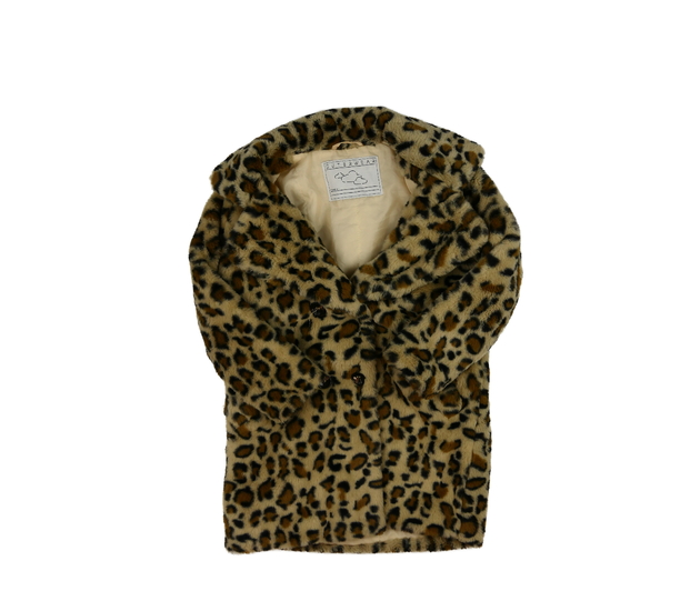 Hnědý chlupatý kabátek se zvířecím vzorem Tu