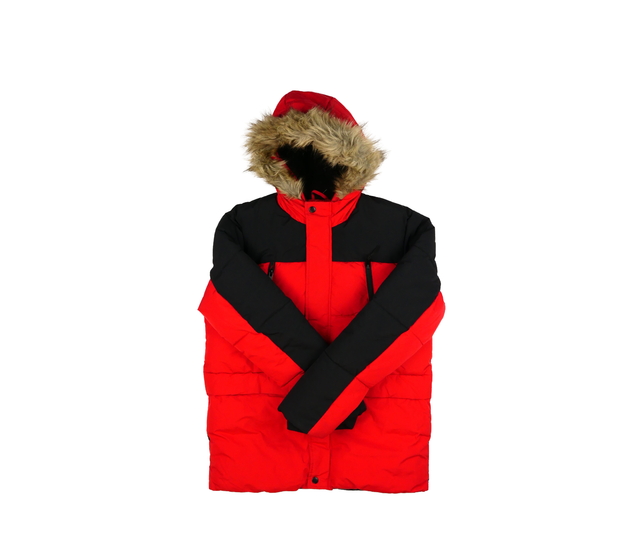 Černo-červená prošívaná zimní bunda vel. 170 Georg