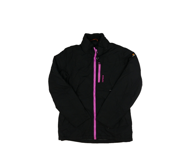 Černá zimní bunda s růžovými detaily 